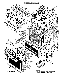 Main Body/cooktop/controls Diagram and Parts List for JB500G*H1  General Electric Range