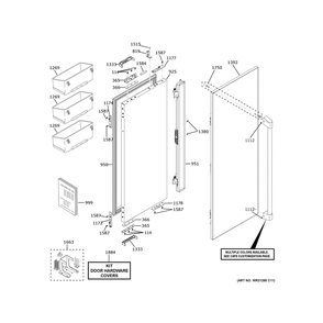 Refrigerator Door - Lh 1 Diagram and Parts List for CIP36NP2VDS1  General Electric Refrigerator