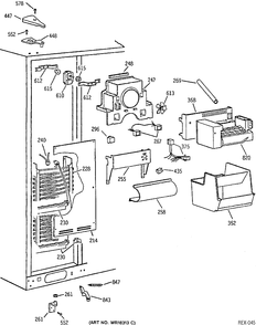 FREEZER SECTION Diagram and Parts List for TPX24B1YAWW  General Electric Refrigerator