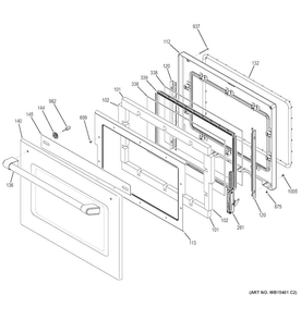 Door Diagram and Parts List for CT9800SH2SS  General Electric Microwave Oven Combo