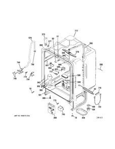 BODY PARTS Diagram and Parts List for 4070100  General Electric Dishwasher