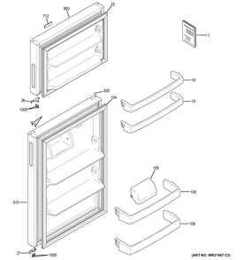 Part Location Diagram of WR02X21184 GE STOP DOOR