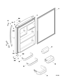 FF DOOR Diagram and Parts List for GBRC0GAXARWW  General Electric Refrigerator