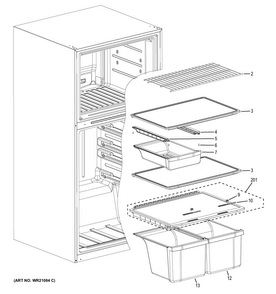 Part Location Diagram of WR71X22904 GE Glass Shelf