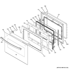 Door Diagram and Parts List for PK7000DF4WW  General Electric Wall Oven
