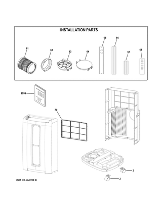 Room Air Conditioner Diagram and Parts List for HPFD11XHTBN1  General Electric Air Conditioner