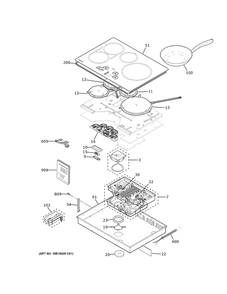 Control Panel And Cooktop Diagram and Parts List for ZHU30RST1SS  General Electric Cooktop