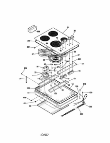 Cooktop Diagram and Parts List for 91142404100  Kenmore Cooktop
