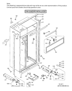 CASE PARTS Diagram and Parts List for ZISB480DHC  General Electric Refrigerator