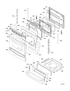 DOOR-DRAWER Diagram and Parts List for PGS968SER1SS  General Electric Range