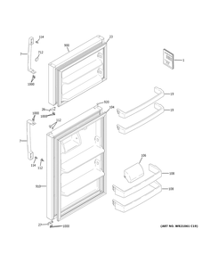 Doors Diagram and Parts List for GTE17DTNGRCC  General Electric Refrigerator