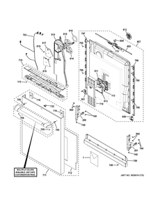 Escutcheon And Door Assembly Diagram and Parts List for CDT858P2V3S1  General Electric Dishwasher
