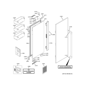 Refrigerator Door - Lh 2 Diagram and Parts List for CIP36NP2VDS1  General Electric Refrigerator