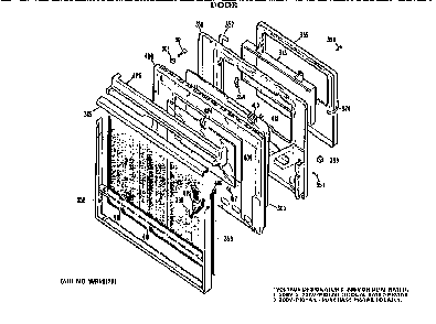 Door Diagram and Parts List for JKP38GJ4  General Electric Wall Oven