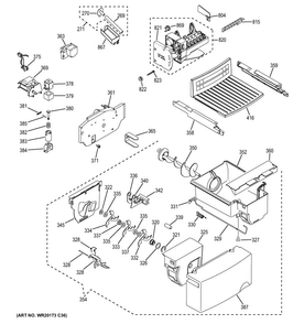 Ice Maker & Dispenser Diagram and Parts List for GSE22ETHBCC  General Electric Refrigerator