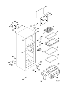CABINET PARTS Diagram and Parts List for MTR09YAWAWW  General Electric Refrigerator