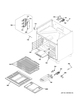 OVEN CAVITY PARTS Diagram and Parts List for CGY366SEL1SS  General Electric Range