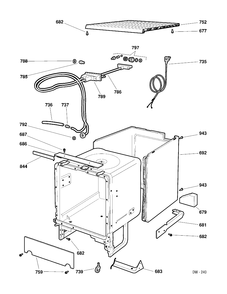 CHASSIS Diagram and Parts List for GNSC347P00WW  General Electric Dishwasher