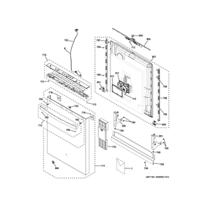 Escutcheon And Door Assembly Diagram and Parts List for GDT670SYV3FS  General Electric Dishwasher