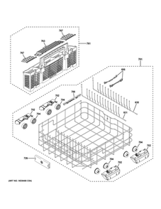 Lower Rack Assembly Diagram and Parts List for GDP665SYN8FS  General Electric Dishwasher
