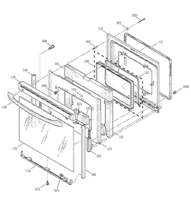 Door Diagram and Parts List for JBP78DD1CC  General Electric Range