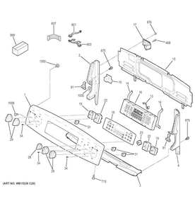 Control Panel Diagram and Parts List for JB850EF2ES  General Electric Range