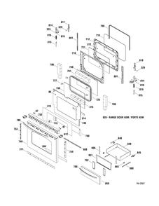 DOOR & DRAWER Diagram and Parts List for JCBP79SP1SS  General Electric Range