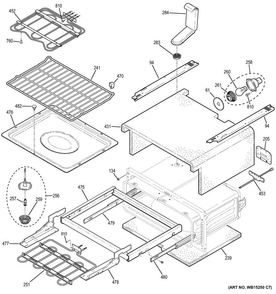 Upper Oven Diagram and Parts List for PB955SF1SS  General Electric Range