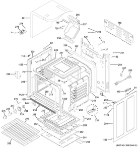 Body Parts Diagram and Parts List for JGB660SEJ1SS  General Electric Range