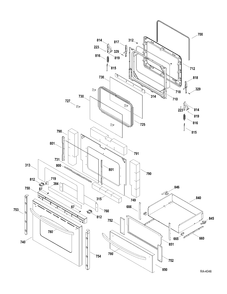 DOOR-DRAWER Diagram and Parts List for JCBP77SP1SS  General Electric Range