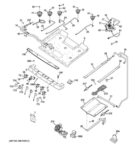Gas & Burner Parts Diagram and Parts List for PGB945SEF1SS  General Electric Range