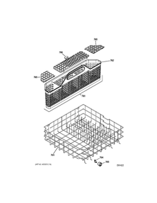Lower Rack Diagram and Parts List for GSRC3KLZBFWW  General Electric Dishwasher