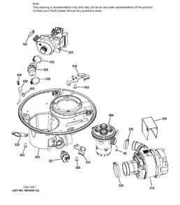 SUMP & MOTOR MECHANISM Diagram and Parts List for ZDT870SIF5II  General Electric Dishwasher