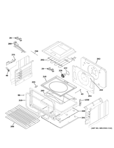 Lower Oven Diagram and Parts List for CES750P2M4S1  General Electric Range