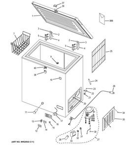 Freezer Parts Diagram and Parts List for FCM7DUGWW  General Electric Freezer