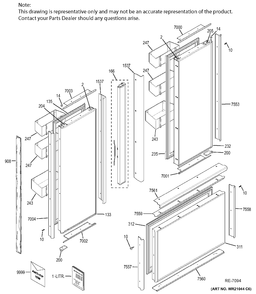 DOORS Diagram and Parts List for ZIP360NHB  General Electric Refrigerator