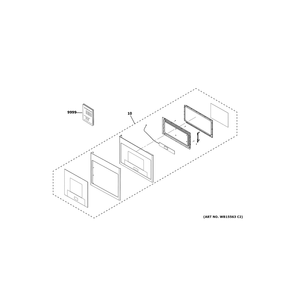 Door Parts 1 Diagram and Parts List for HVMB14S4W1WW  General Electric Range Hood