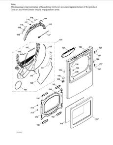 FRONT PANEL & DOOR Diagram and Parts List for GTD65EBMJ0WS  General Electric Dryer