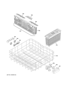 Lower Rack Assembly Diagram and Parts List for GDF520PGJ2BB  General Electric Dishwasher
