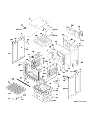 Body Parts Diagram and Parts List for PGB911FEJ1DS  General Electric Range