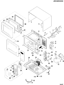 CASE, DOOR & CONTROLS Diagram and Parts List for JES1044WAC002  General Electric Microwave