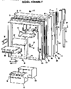 Fresh Food Door Diagram and Parts List for TBX25RLFL  General Electric Refrigerator