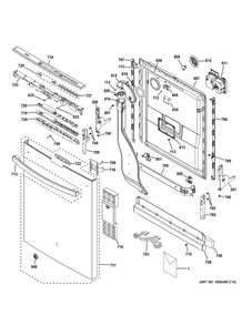 Escutcheon & Door Assembly Diagram and Parts List for PDT750SSF4SS  General Electric Dishwasher