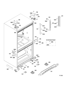HINGE PARTS Diagram and Parts List for GFRF2KBYAWW  General Electric Refrigerator