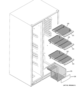 FREEZER SHELVES Diagram and Parts List for GSE26GGECCWW  General Electric Refrigerator