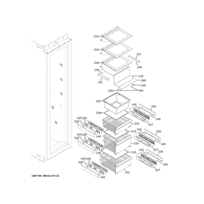 Shelves & Drawers Diagram and Parts List for ZIF361NPRDII  General Electric Freezer