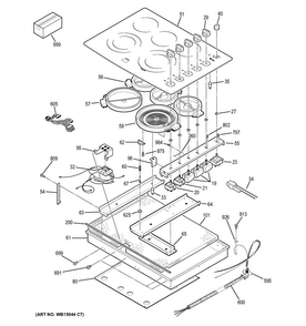 Control Panel & Cooktop Diagram and Parts List for PP944ST2SS  General Electric Cooktop