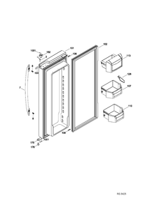 FF DOOR RIGHT Diagram and Parts List for PFSS0MFZJSS  General Electric Refrigerator