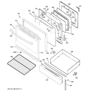 Door & Drawer Parts Diagram and Parts List for JGB650SEF1SS  General Electric Range