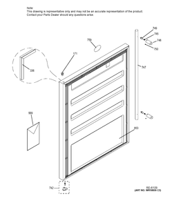 DOOR Diagram and Parts List for ZIFS240HASS  General Electric Refrigerator